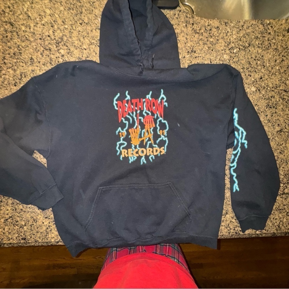 Death Row Records Men's 1991 Electric Graphic Logo Hoodie Sweatshirt Size L - Picture 5 of 11